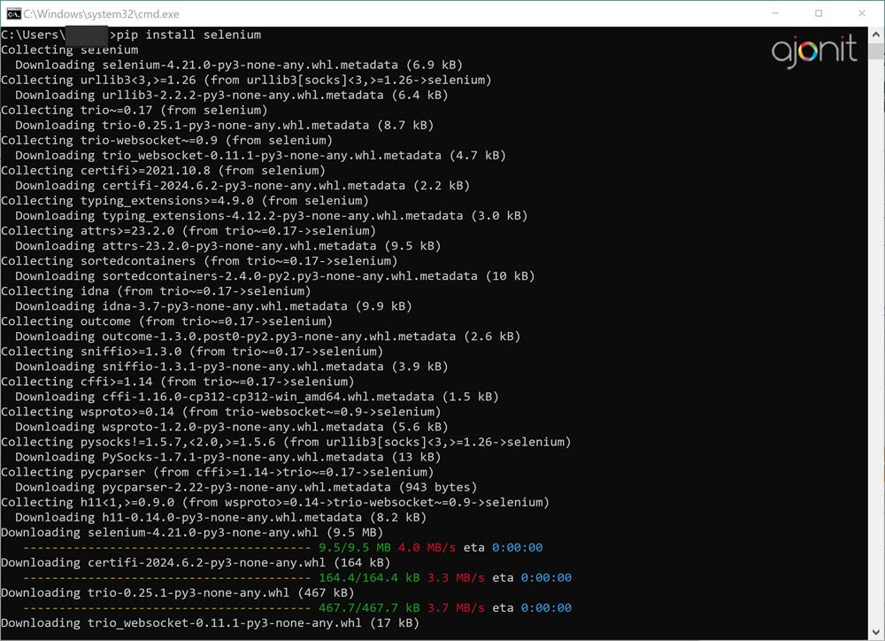 Install Selenium from command line using pip